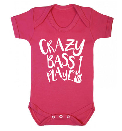 Crazy bass player Baby Vest dark pink 18-24 months