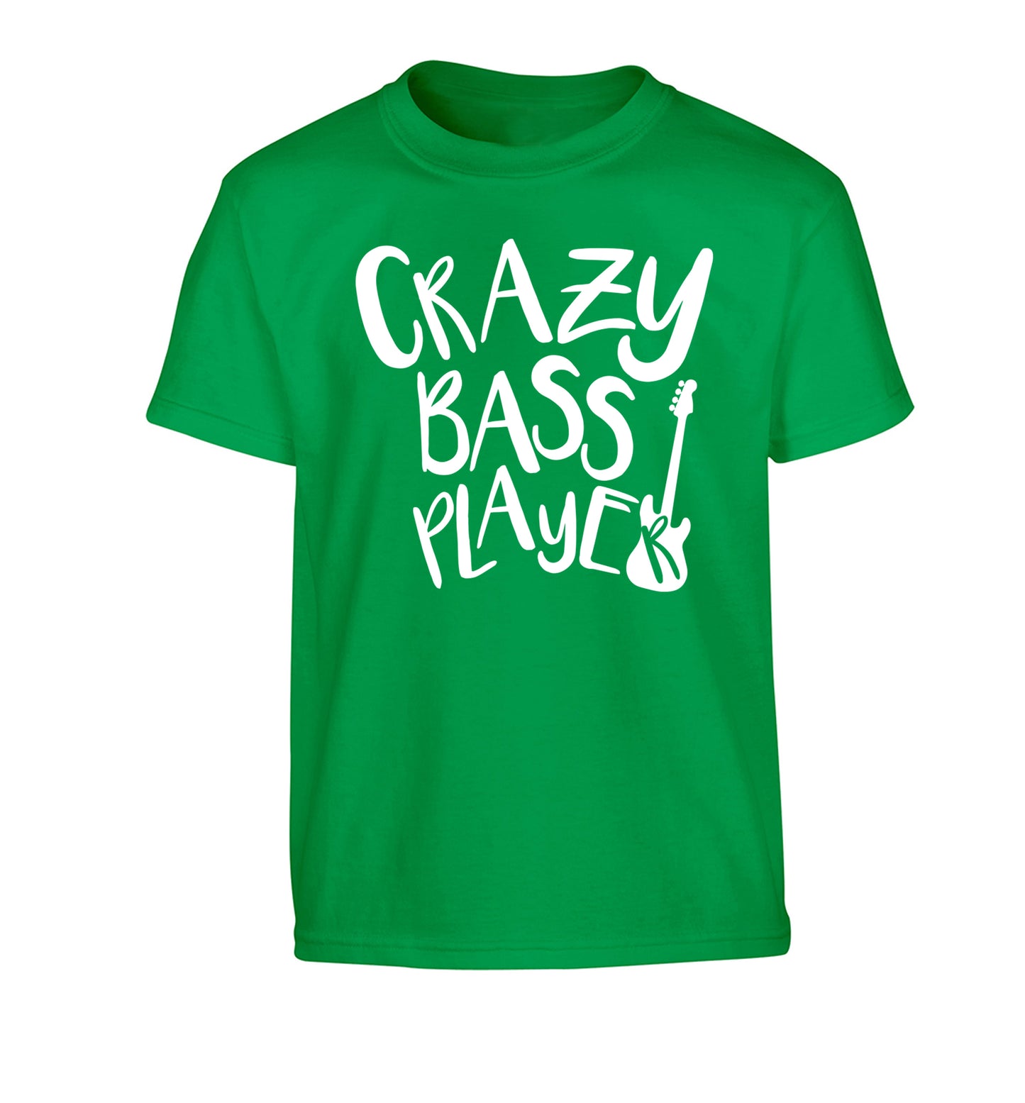 Crazy bass player Children's green Tshirt 12-14 Years