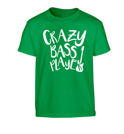 Crazy bass player Children's green Tshirt 12-14 Years