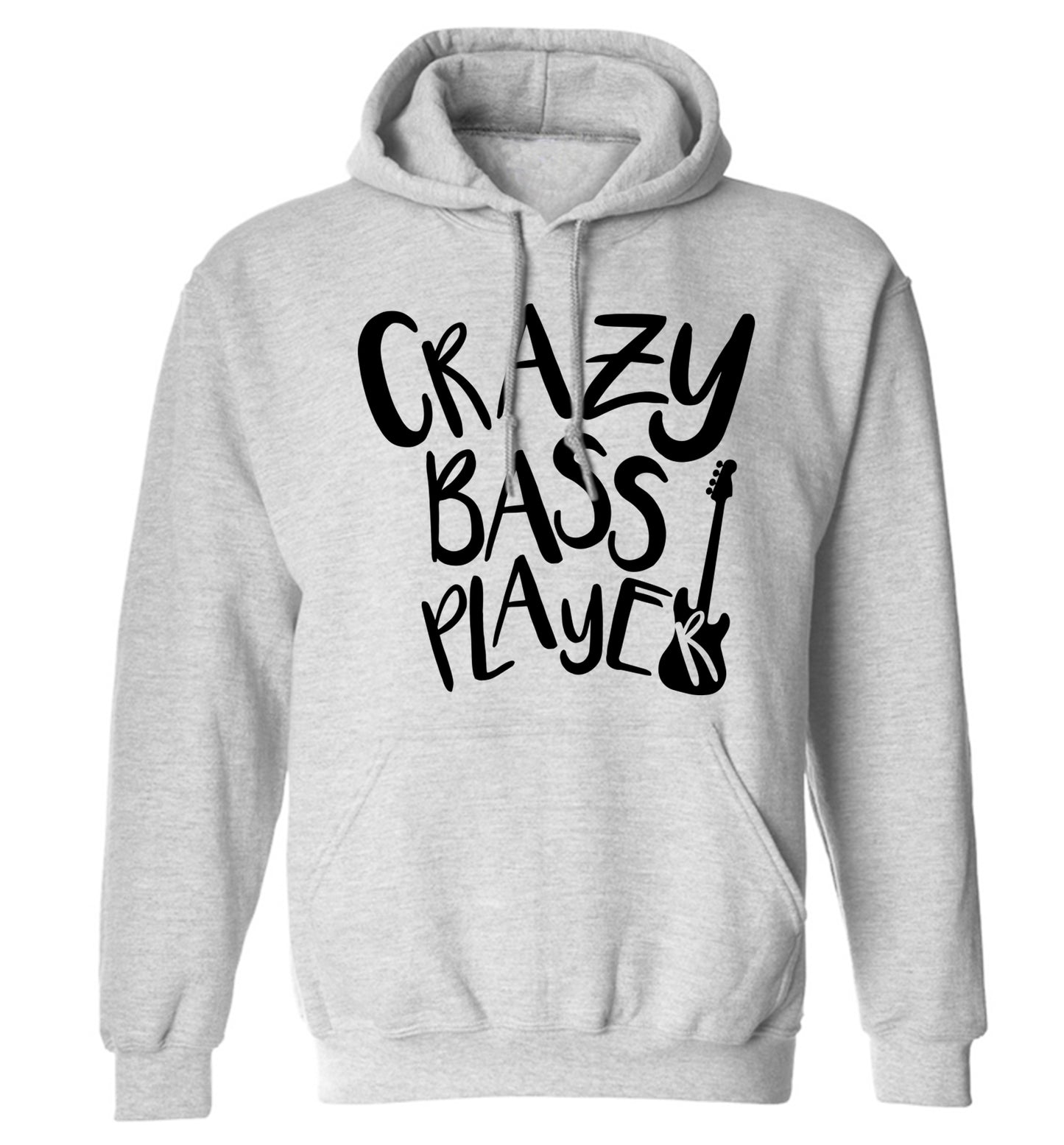 Crazy bass player adults unisex grey hoodie 2XL