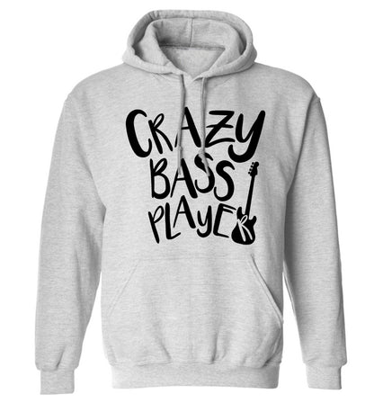 Crazy bass player adults unisex grey hoodie 2XL