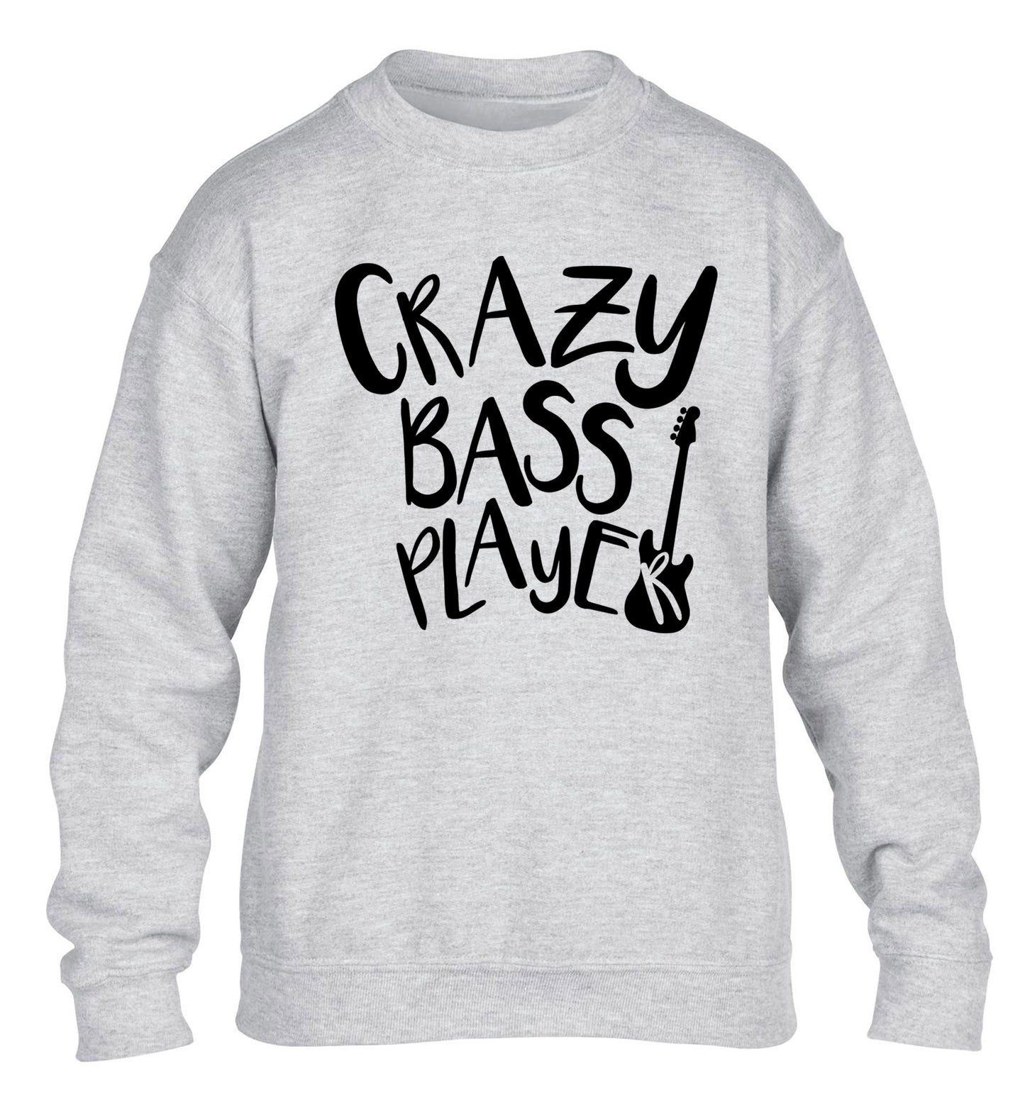 Crazy bass player children's grey sweater 12-14 Years