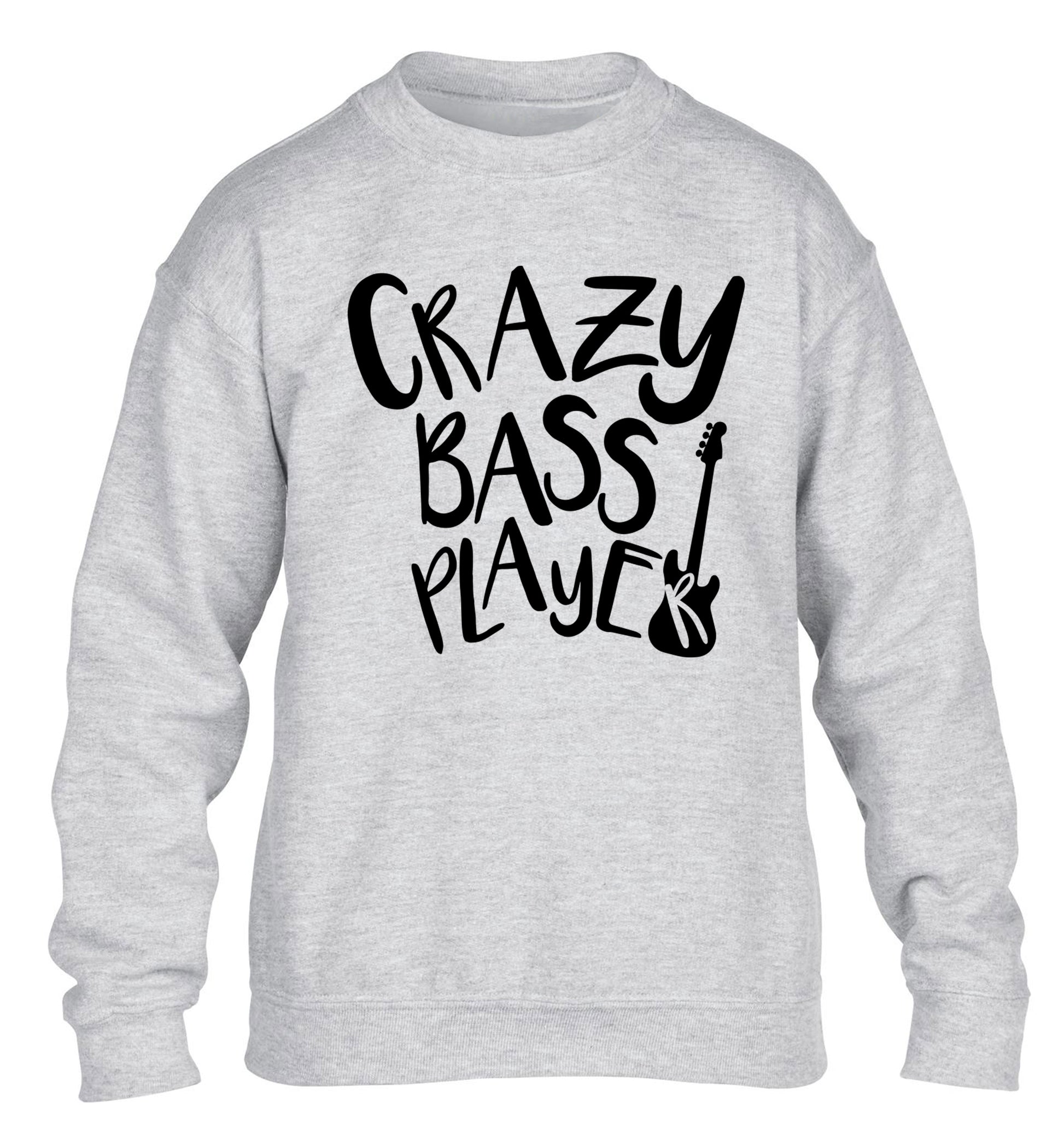 Crazy bass player children's grey sweater 12-14 Years