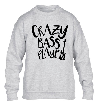 Crazy bass player children's grey sweater 12-14 Years