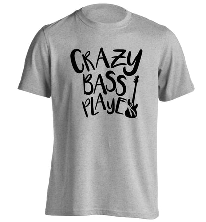 Crazy bass player adults unisex grey Tshirt 2XL