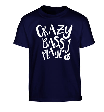 Crazy bass player Children's navy Tshirt 12-14 Years