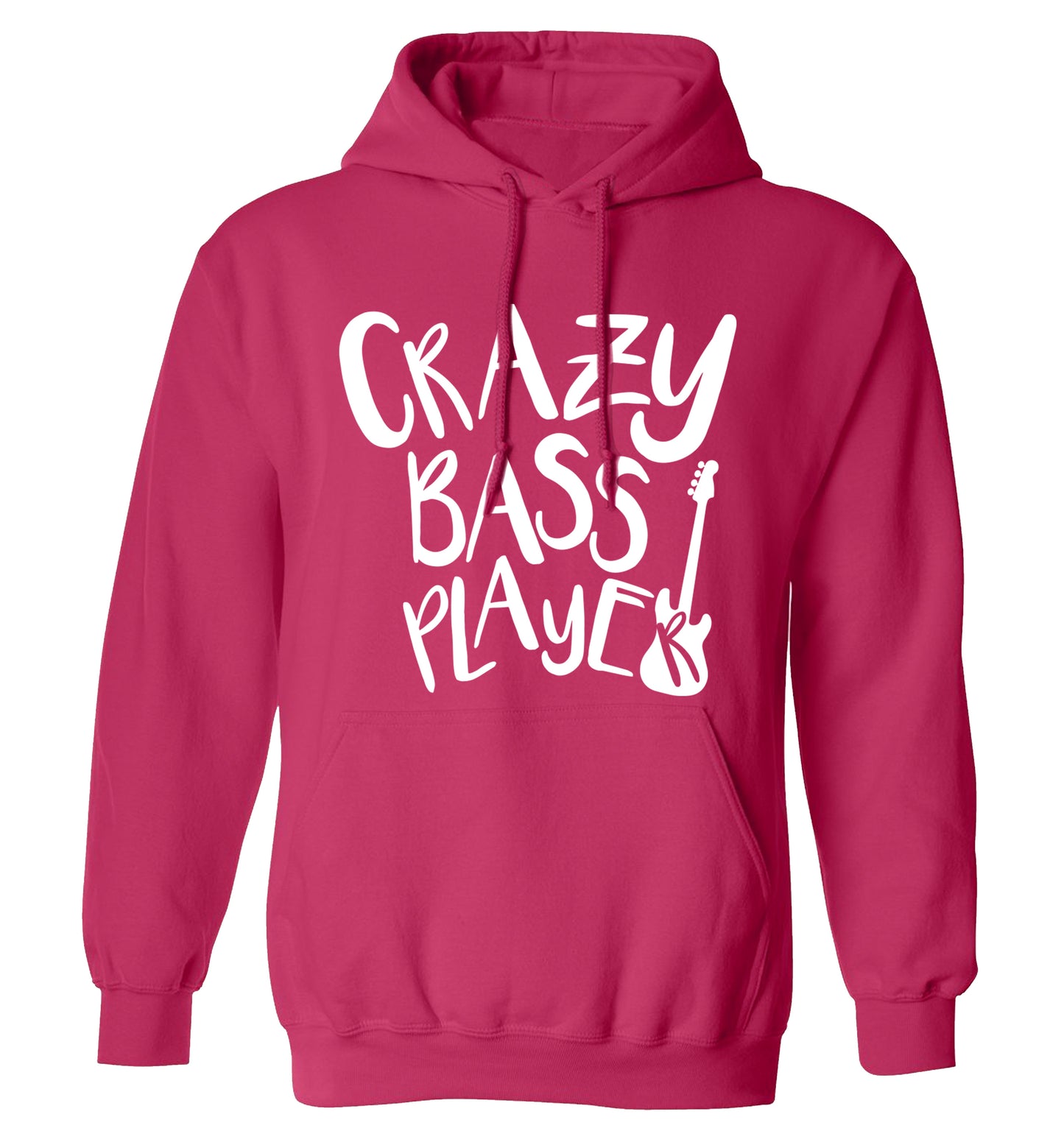 Crazy bass player adults unisex pink hoodie 2XL