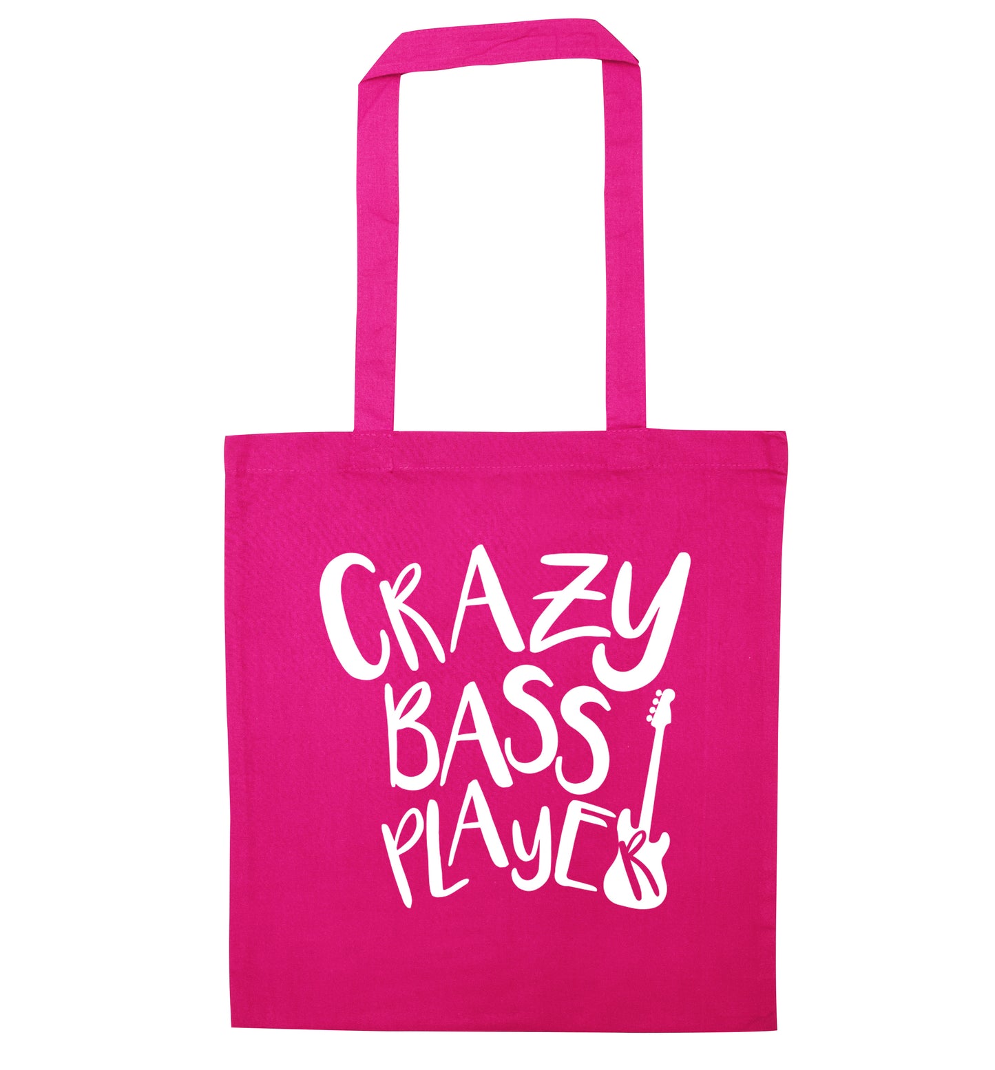 Crazy bass player pink tote bag