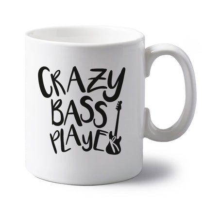 Crazy bass player left handed white ceramic mug 