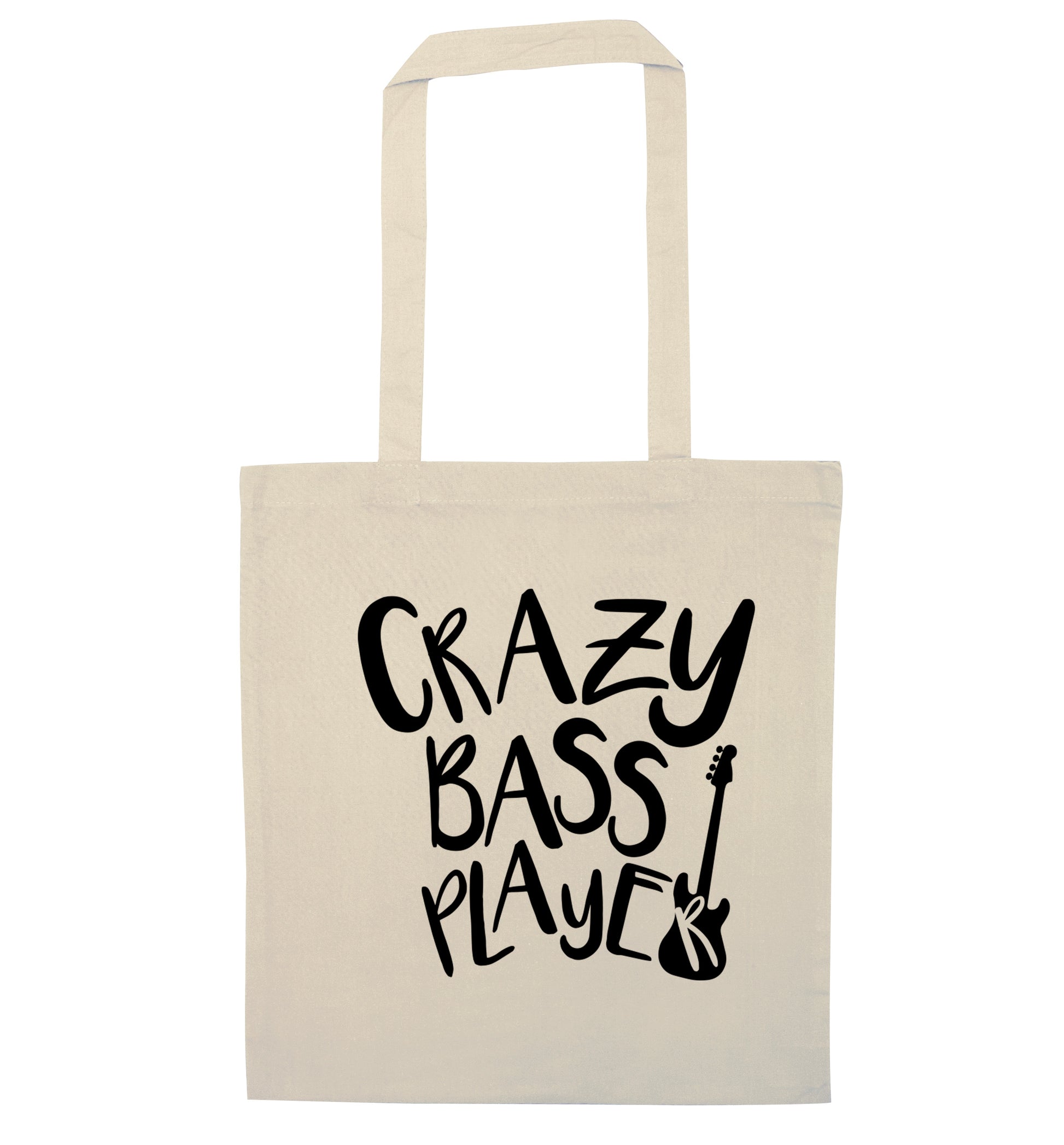 Crazy bass player natural tote bag