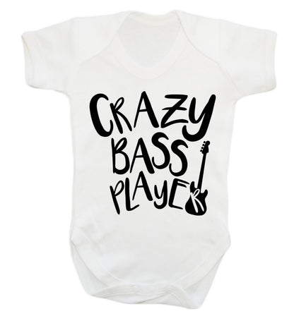 Crazy bass player Baby Vest white 18-24 months
