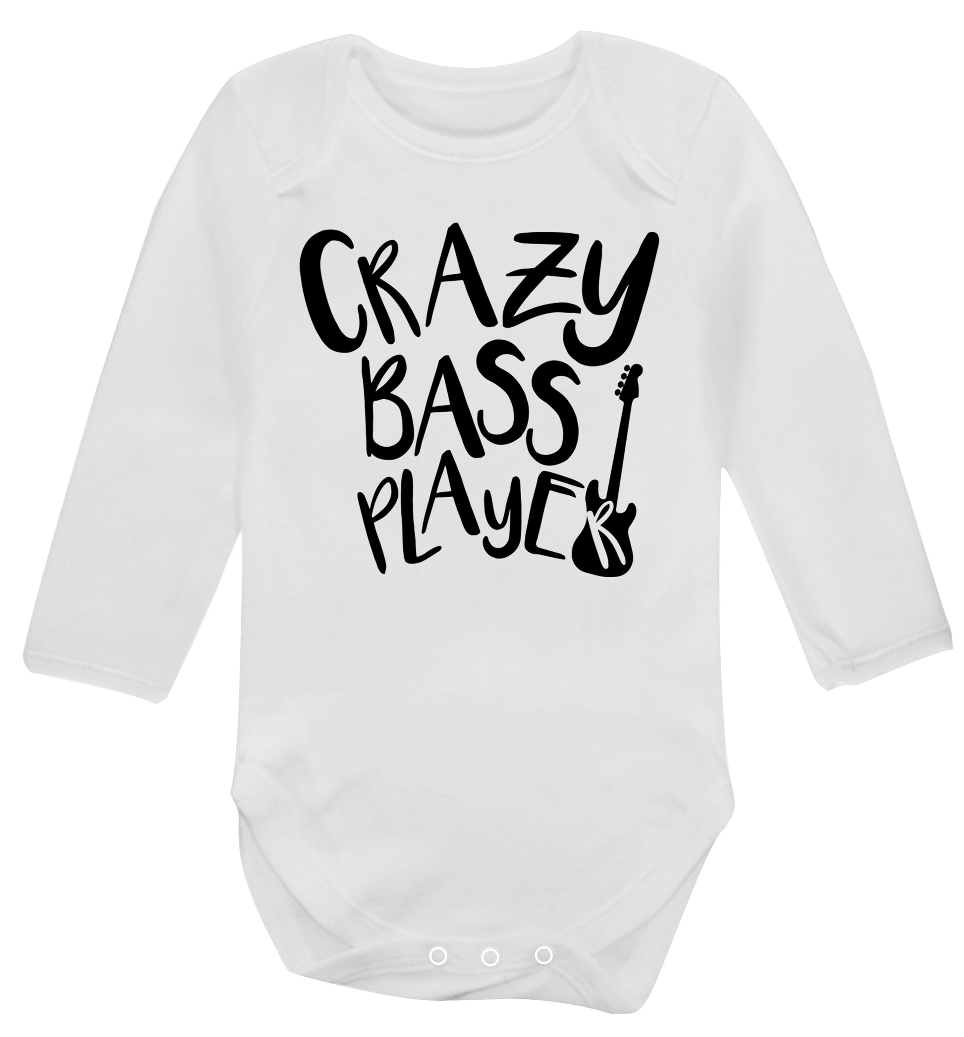 Crazy bass player Baby Vest long sleeved white 6-12 months