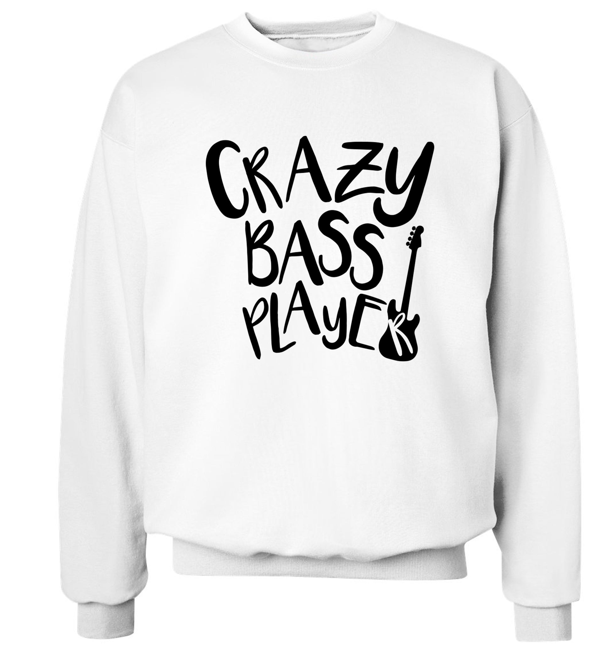 Crazy bass player Adult's unisex white Sweater 2XL