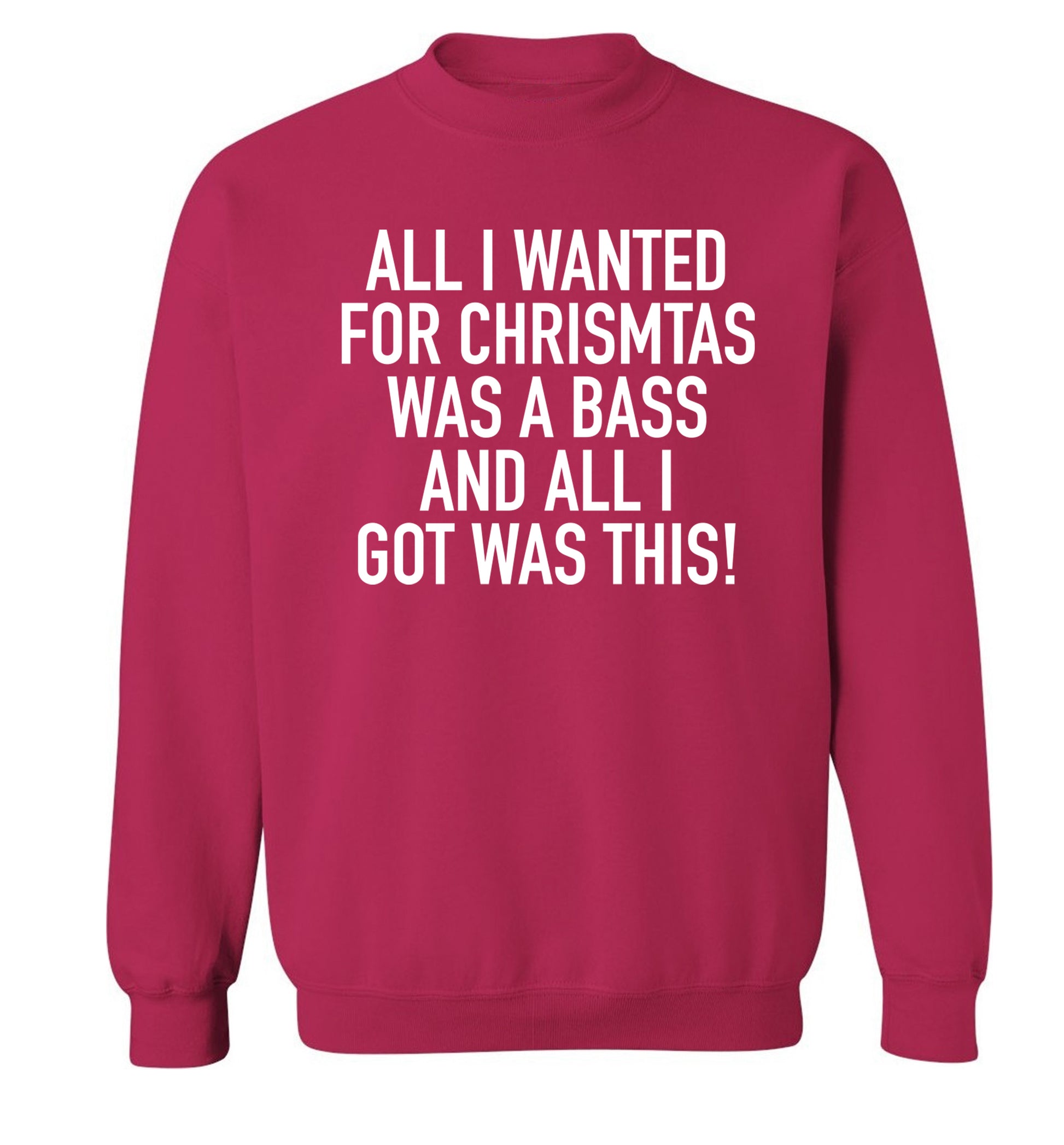 All I wanted for Christmas was a bass and all I got was this Adult's unisex pink Sweater 2XL