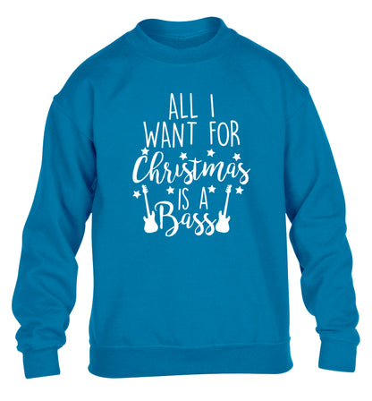 All I want for Christmas is a bass children's blue sweater 12-14 Years