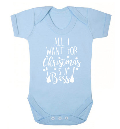 All I want for Christmas is a bass Baby Vest pale blue 18-24 months