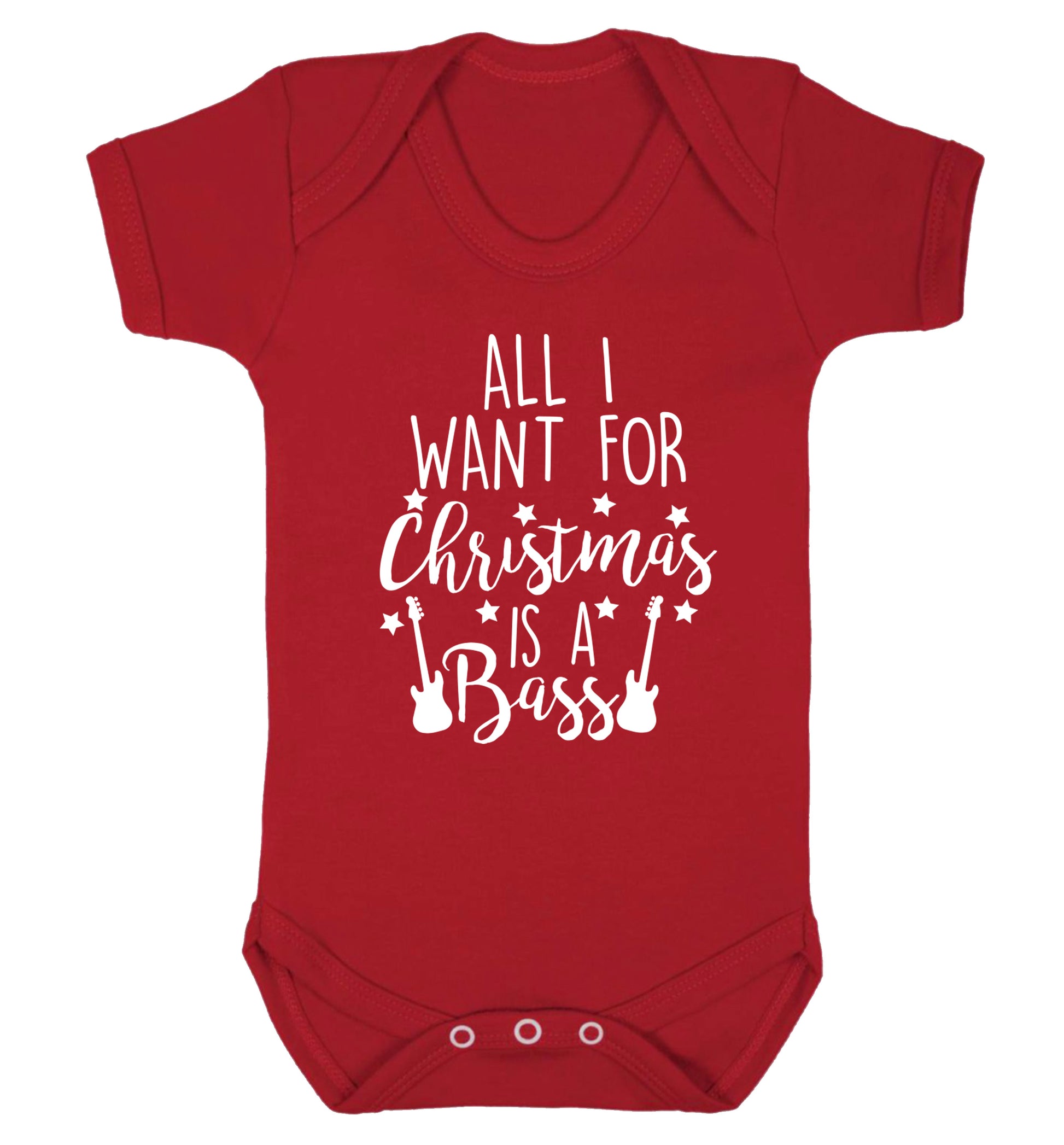 All I want for Christmas is a bass Baby Vest red 18-24 months