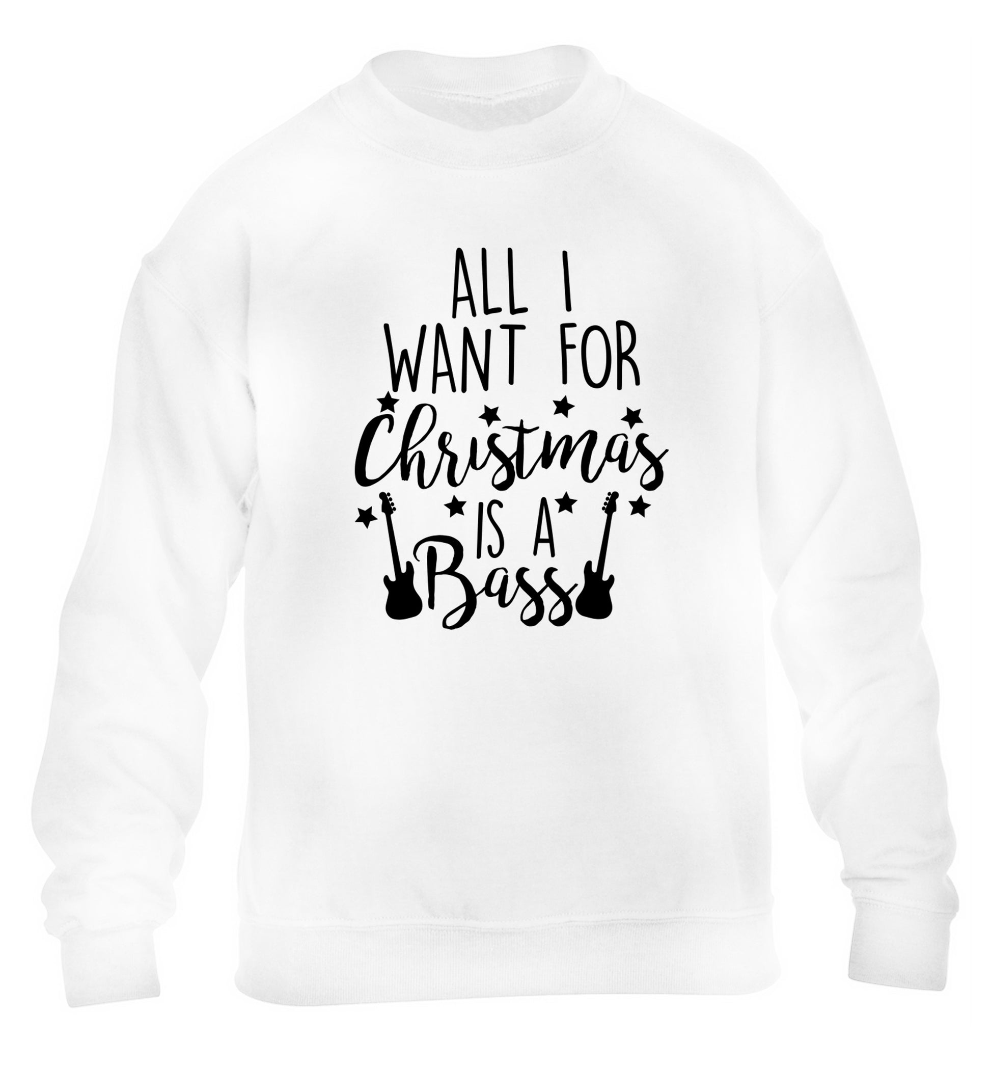 All I want for Christmas is a bass children's white sweater 12-14 Years