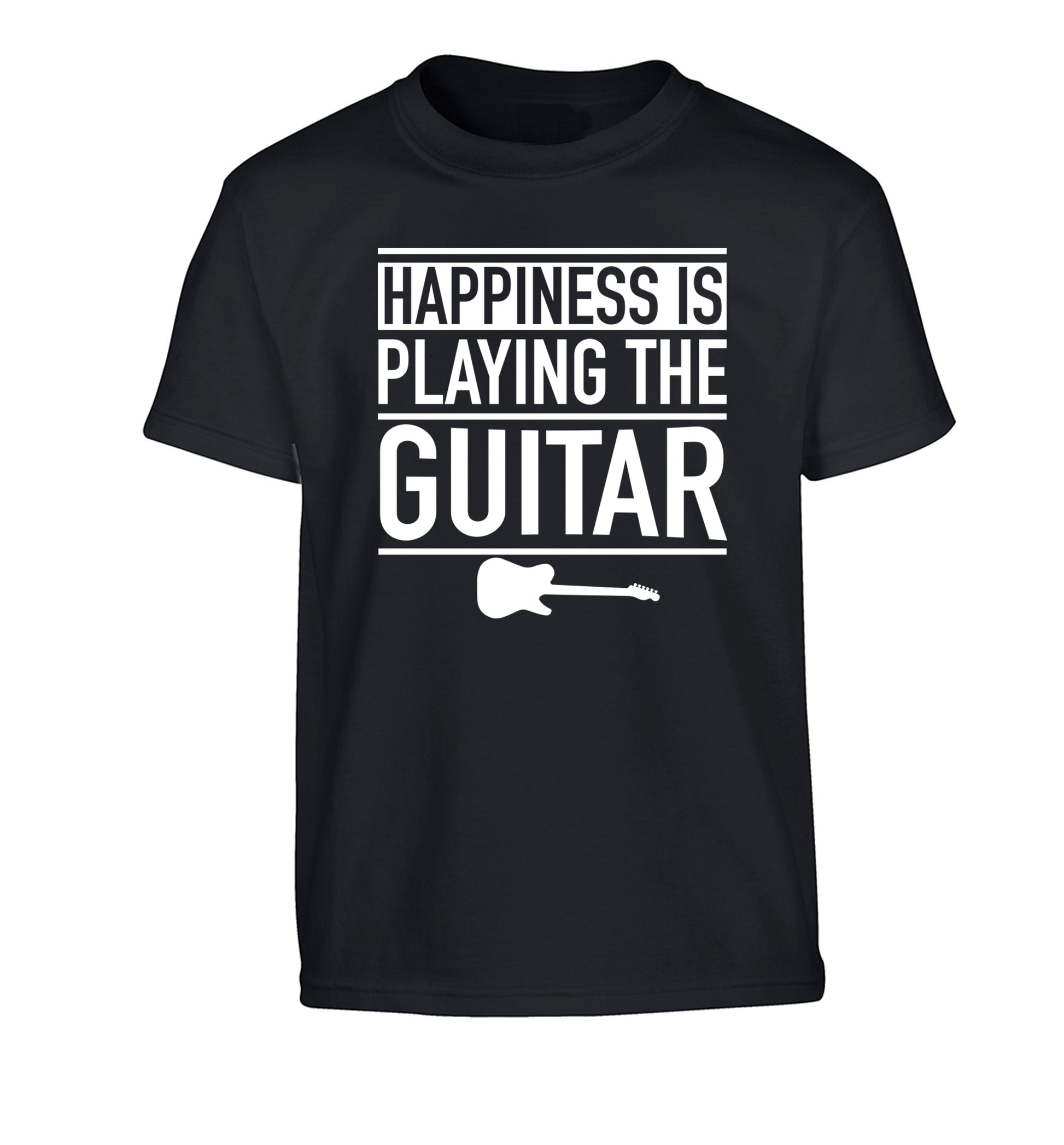 Happines is playing the guitar Children's black Tshirt 12-14 Years