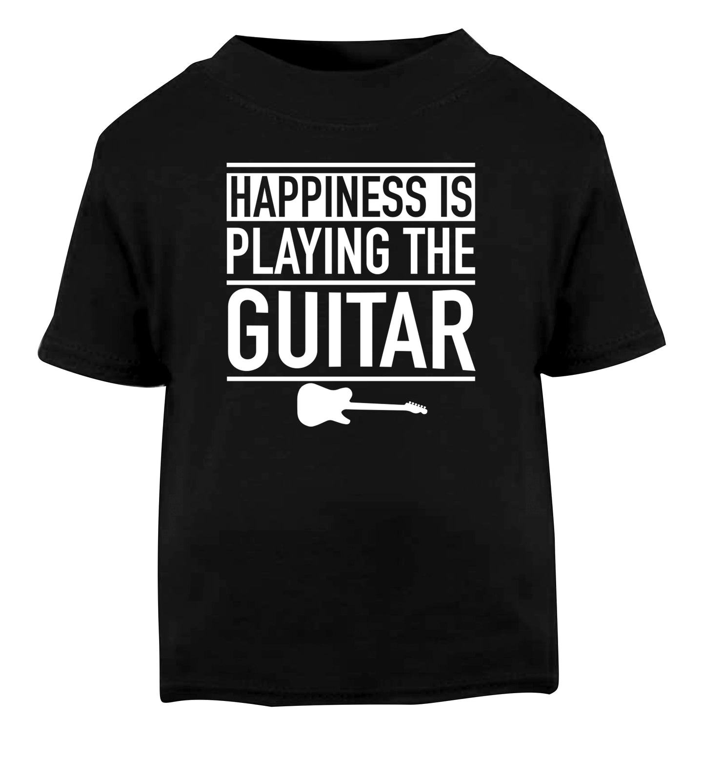 Happines is playing the guitar Black Baby Toddler Tshirt 2 years