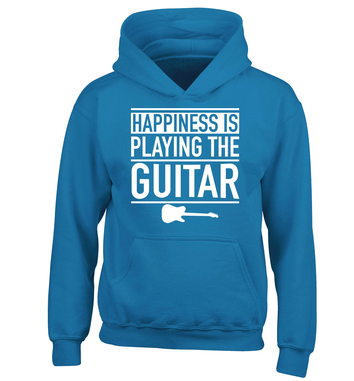 Happines is playing the guitar children's blue hoodie 12-14 Years