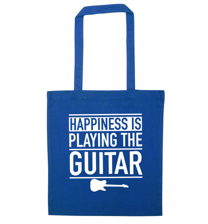 Happines is playing the guitar blue tote bag