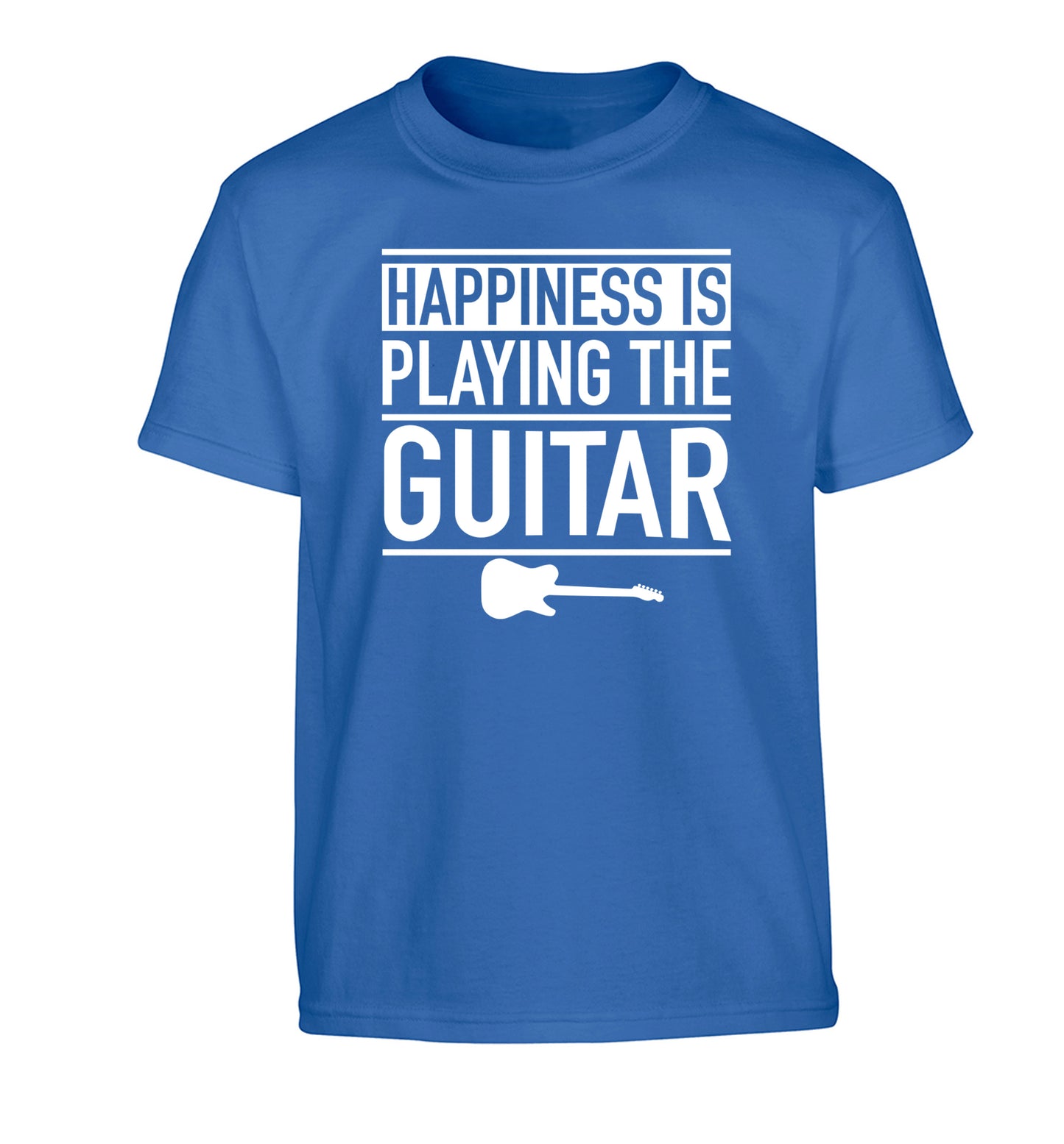 Happines is playing the guitar Children's blue Tshirt 12-14 Years