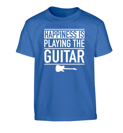 Happines is playing the guitar Children's blue Tshirt 12-14 Years