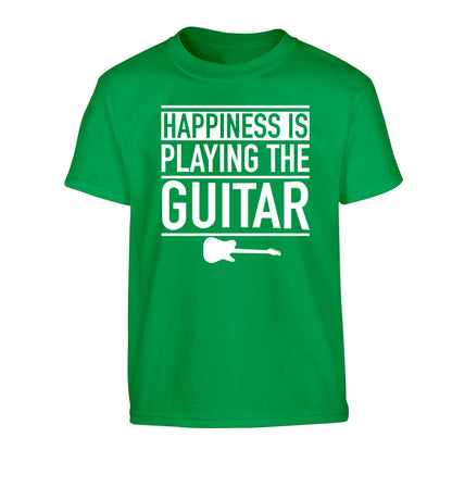 Happines is playing the guitar Children's green Tshirt 12-14 Years