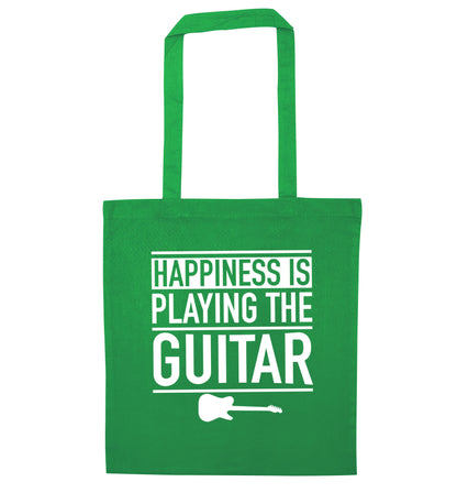 Happines is playing the guitar green tote bag