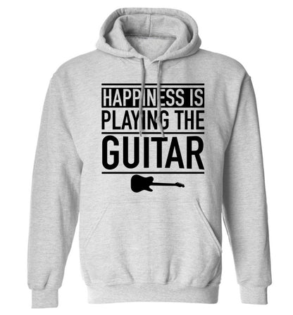 Happines is playing the guitar adults unisex grey hoodie 2XL