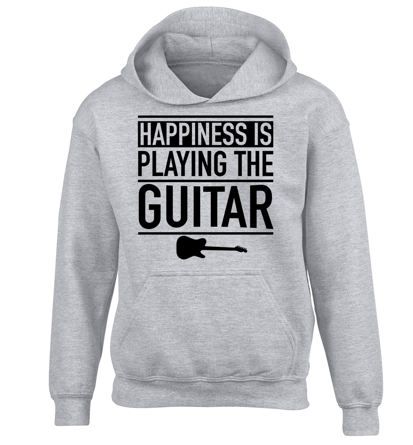 Happines is playing the guitar children's grey hoodie 12-14 Years