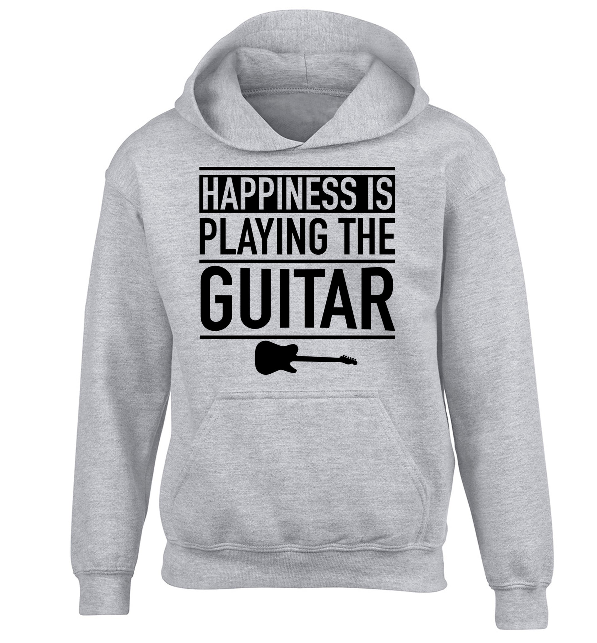 Happines is playing the guitar children's grey hoodie 12-14 Years