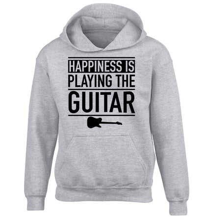 Happines is playing the guitar children's grey hoodie 12-14 Years