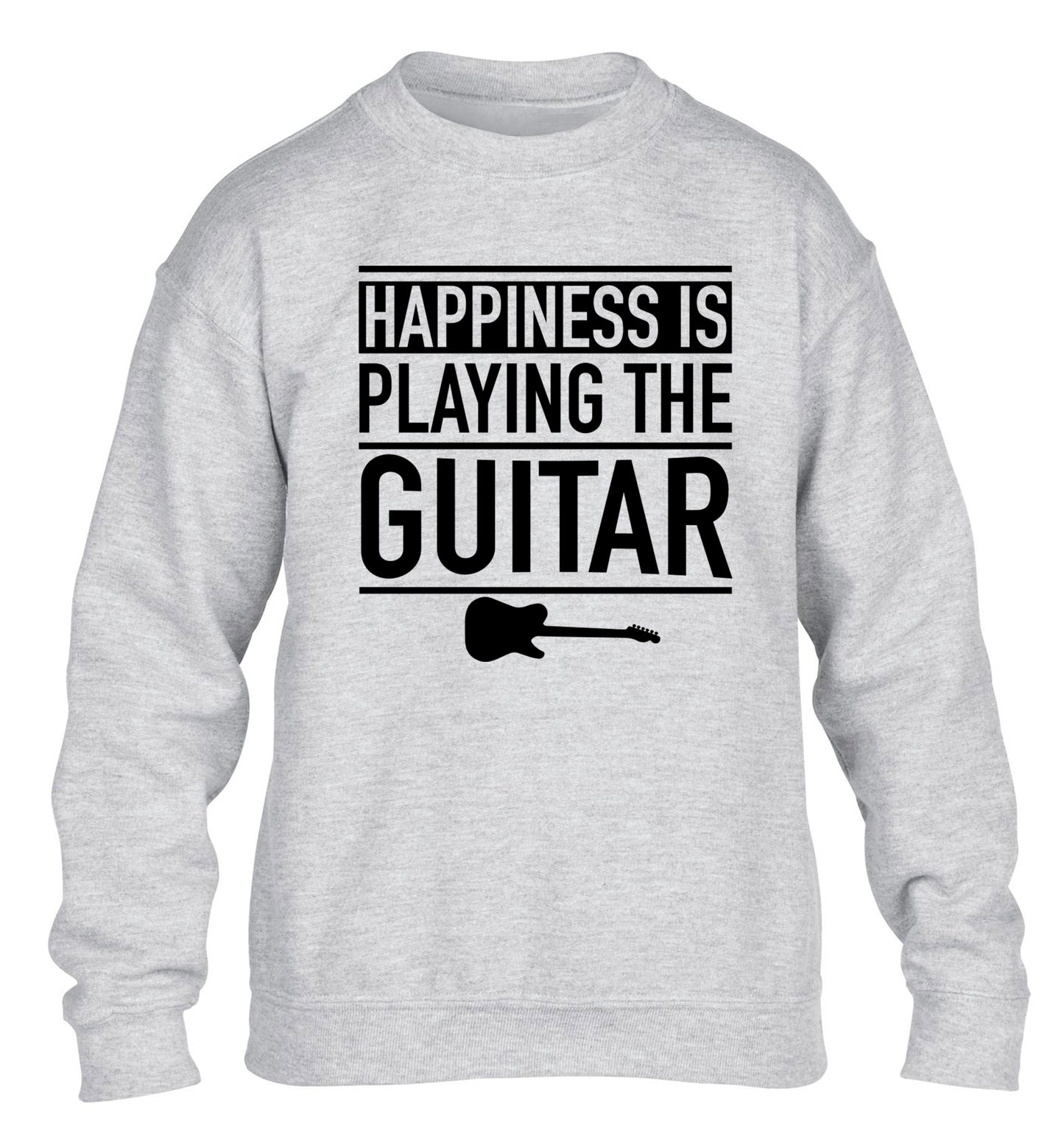 Happines is playing the guitar children's grey sweater 12-14 Years