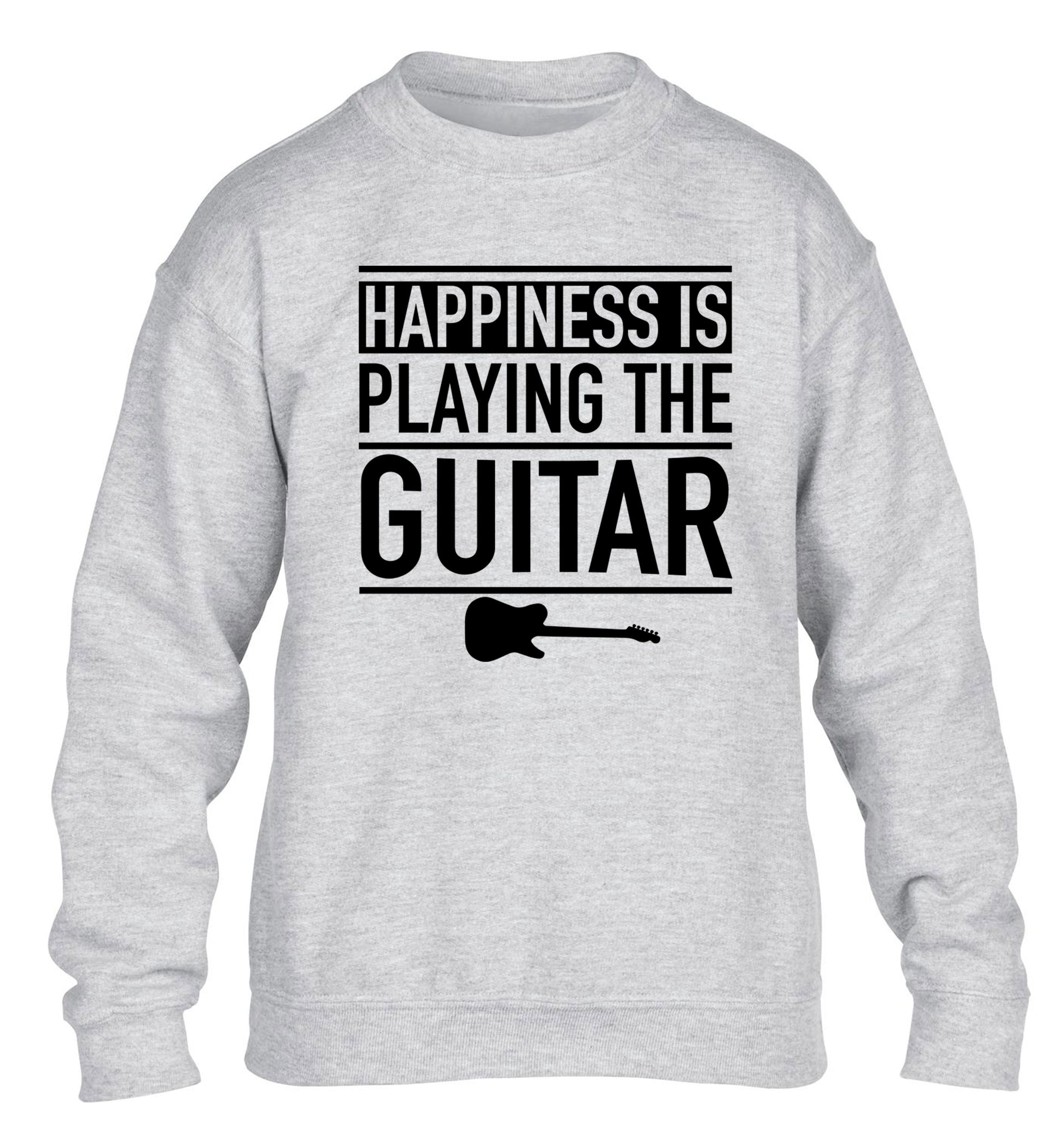 Happines is playing the guitar children's grey sweater 12-14 Years