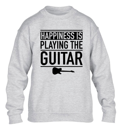 Happines is playing the guitar children's grey sweater 12-14 Years