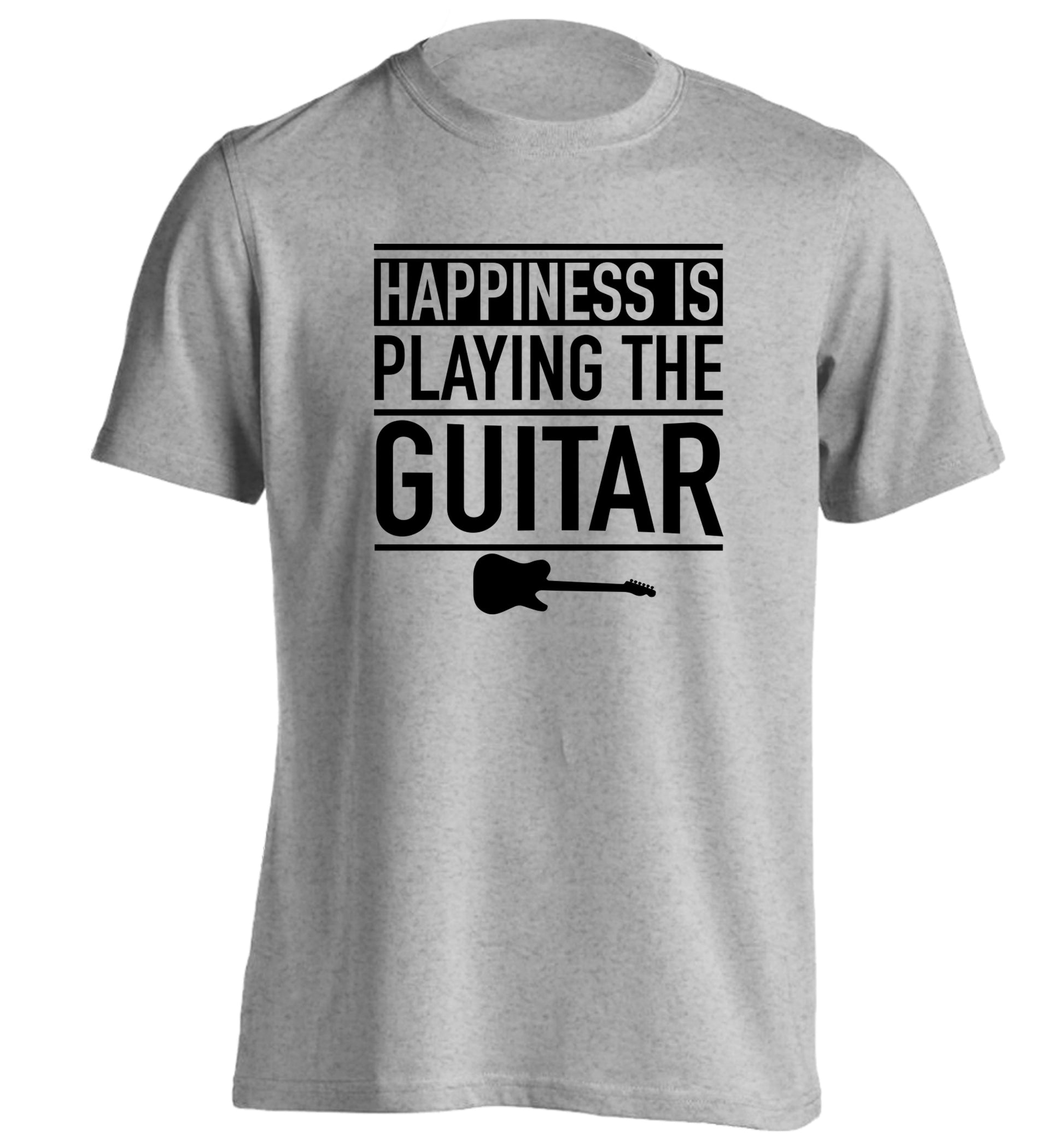 Happines is playing the guitar adults unisex grey Tshirt 2XL