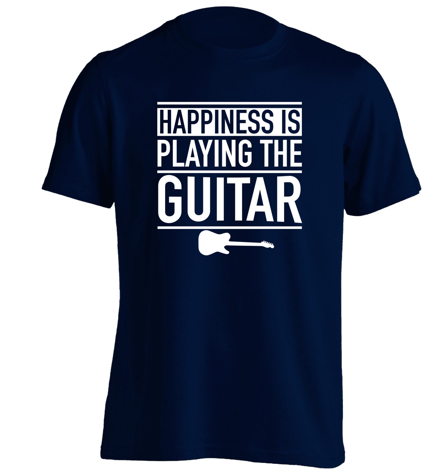 Happines is playing the guitar adults unisex navy Tshirt 2XL
