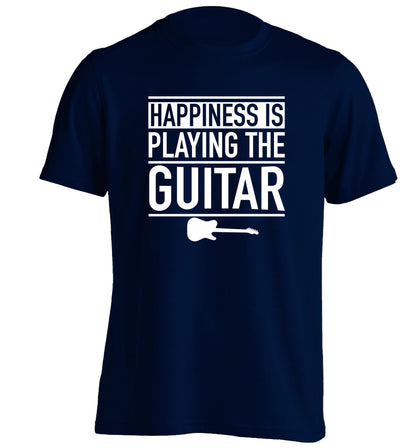 Happines is playing the guitar adults unisex navy Tshirt 2XL