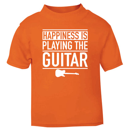 Happines is playing the guitar orange Baby Toddler Tshirt 2 Years