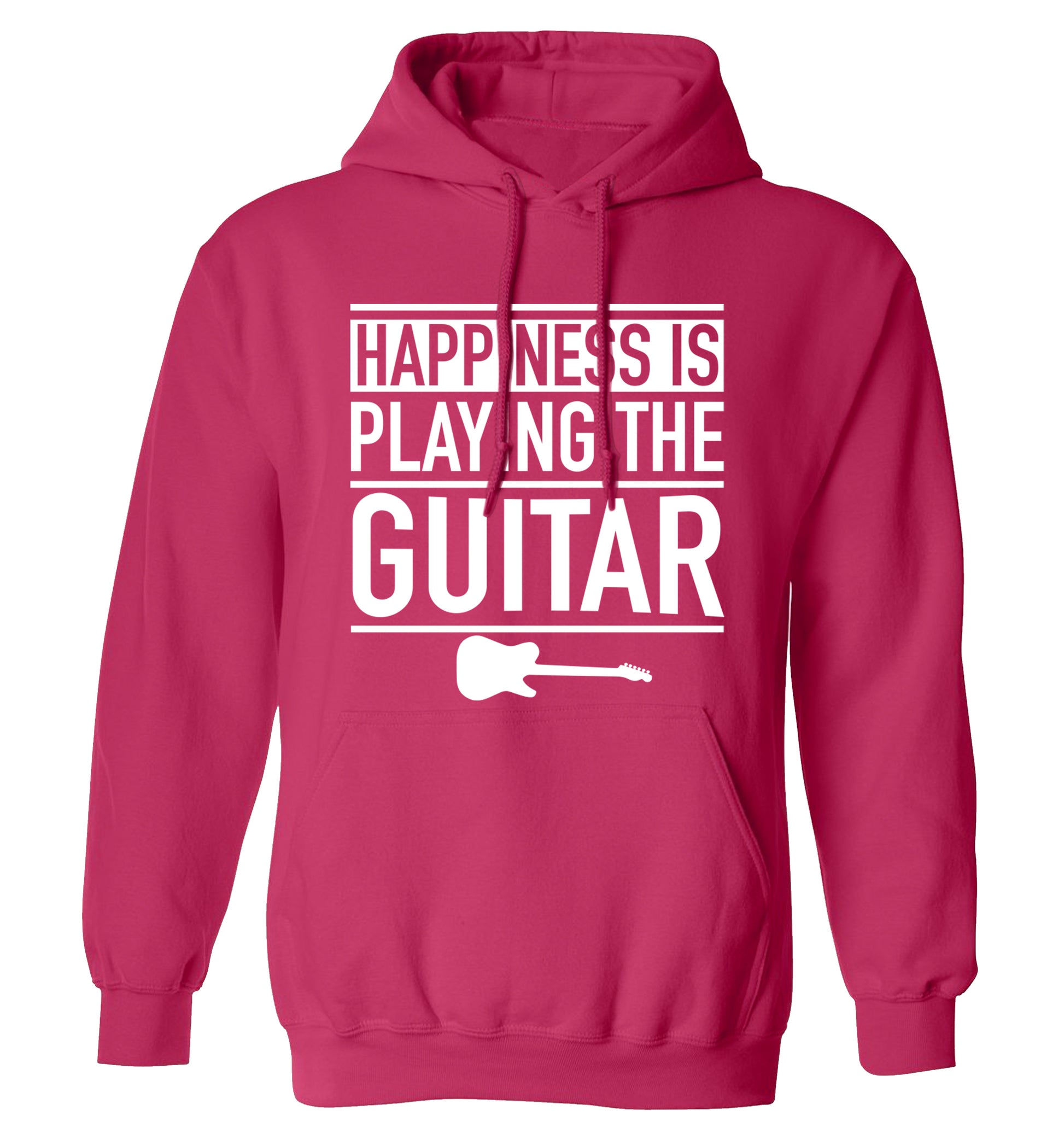 Happines is playing the guitar adults unisex pink hoodie 2XL