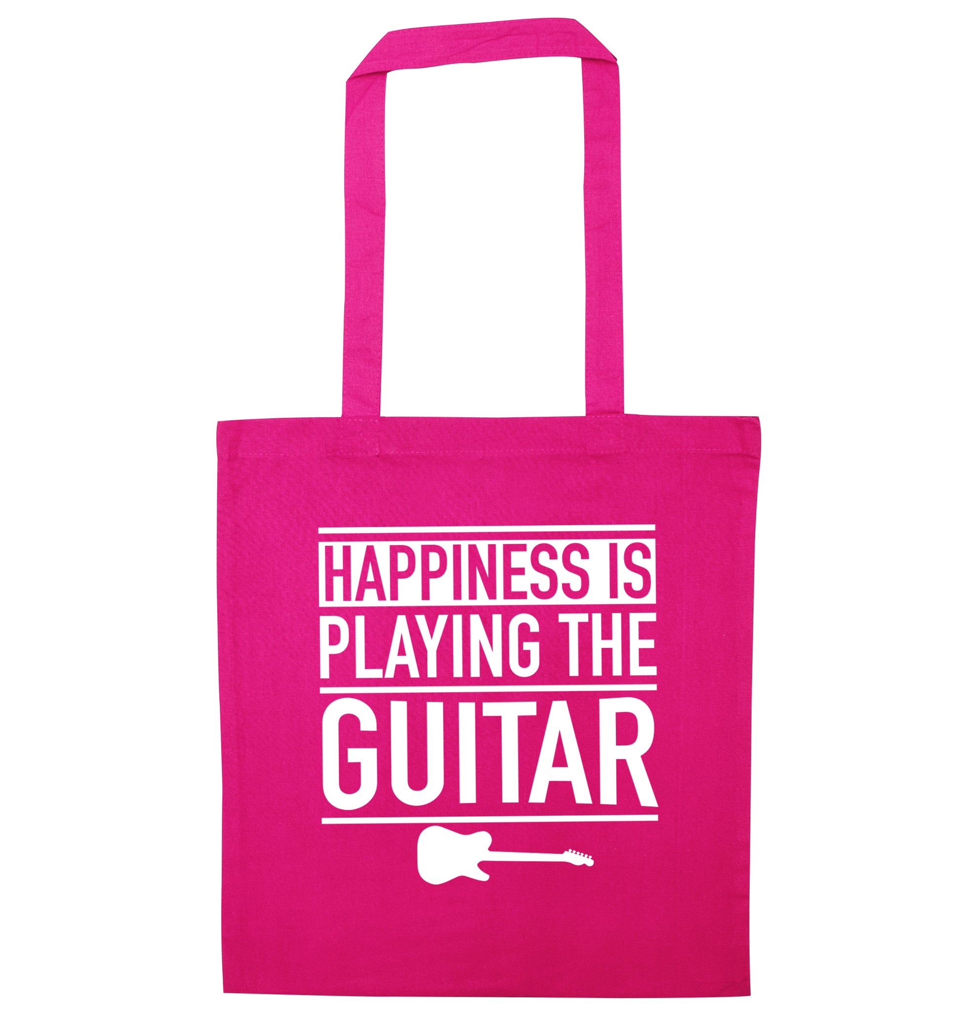 Happines is playing the guitar pink tote bag