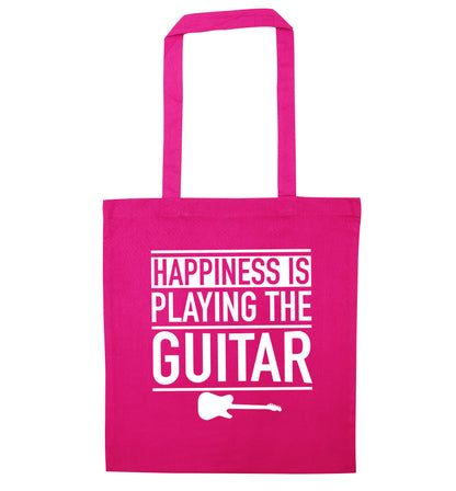 Happines is playing the guitar pink tote bag