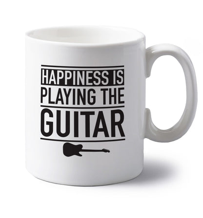 Happines is playing the guitar left handed white ceramic mug 