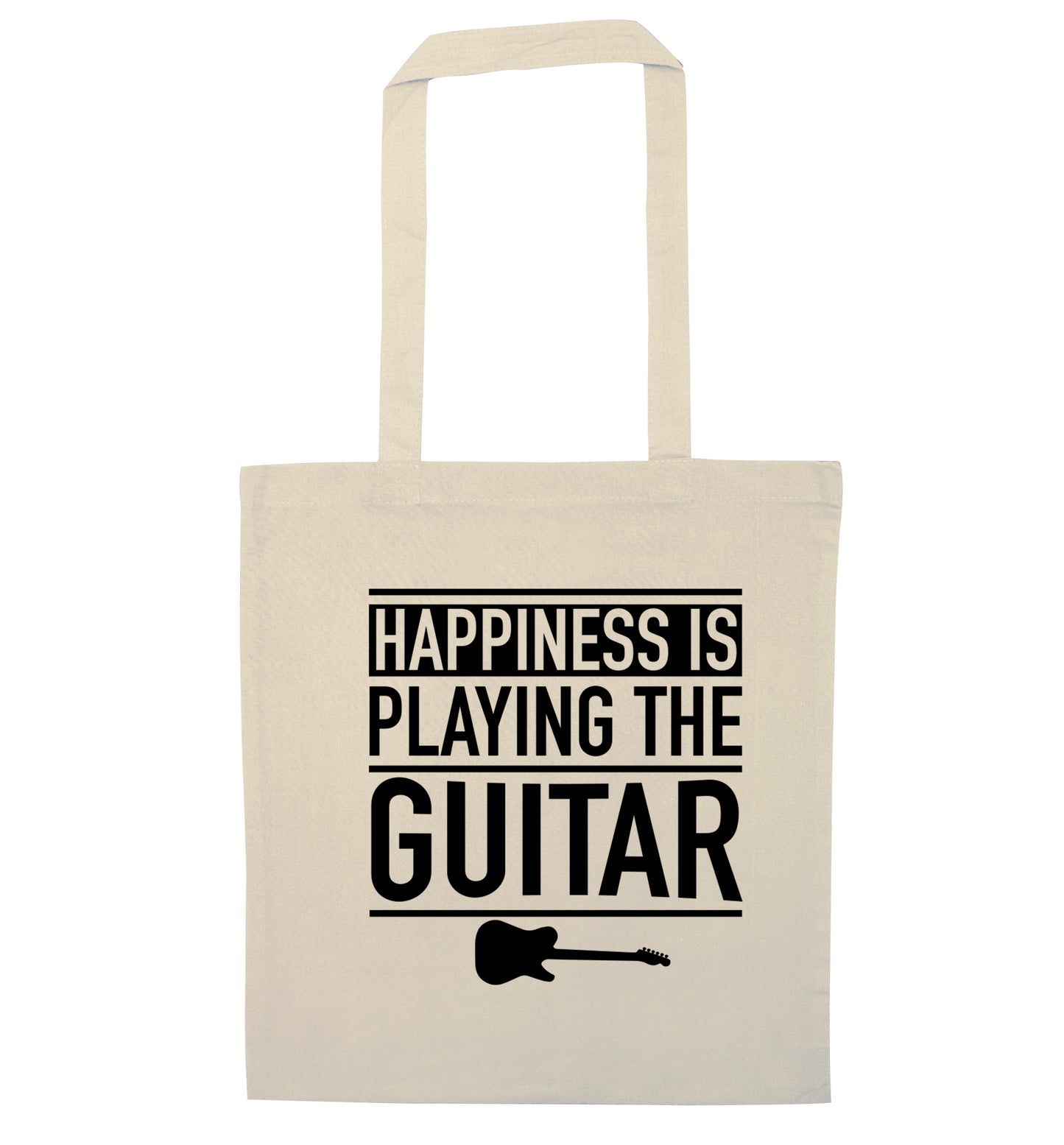 Happines is playing the guitar natural tote bag