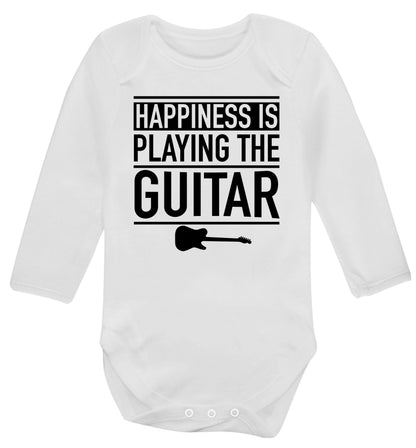 Happines is playing the guitar Baby Vest long sleeved white 6-12 months