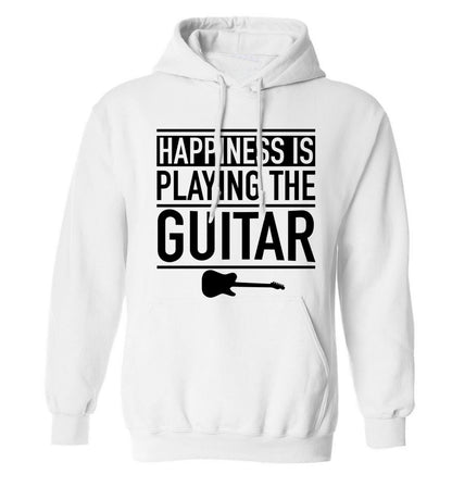 Happines is playing the guitar adults unisex white hoodie 2XL