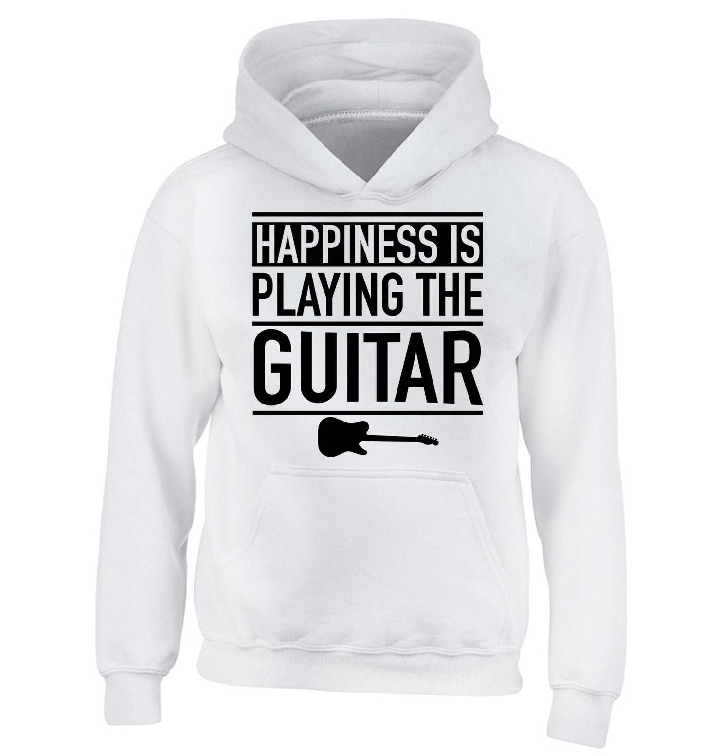 Happines is playing the guitar children's white hoodie 12-14 Years