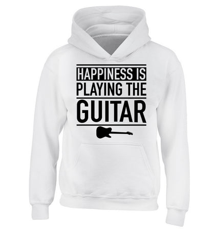 Happines is playing the guitar children's white hoodie 12-14 Years